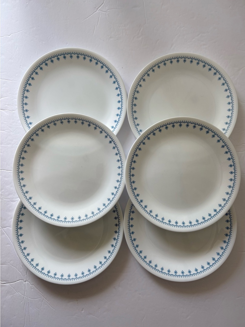 Corelle Snowflake Blue, Snowflake Garland Salad Lunch 8.5” Plates set of 6